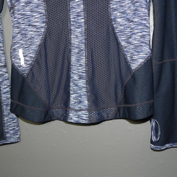 Zella Women Navy Blue Heather Zip Up Fitted Workout Thumbhole Jacket Size Medium - Picture 6 of 8